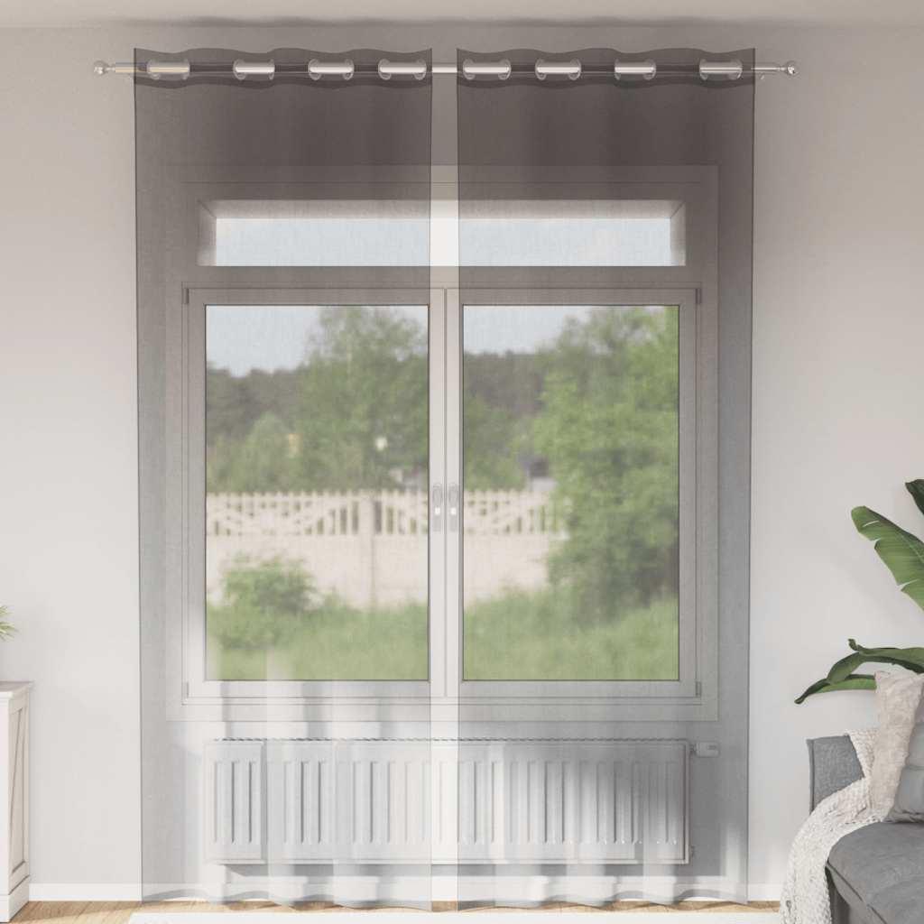 Voile-gardiner med øskner 2 stk. 140x260 cm mørkegrå