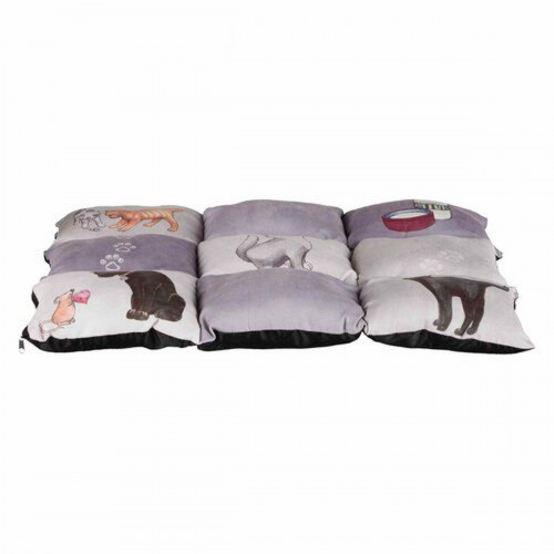 Hundeseng Trixie grå patchwork - blød tæppe-seng med puder
