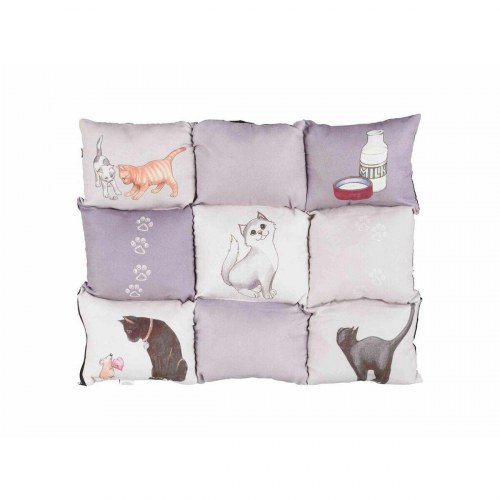 Hundeseng Trixie grå patchwork - blød tæppe-seng med puder