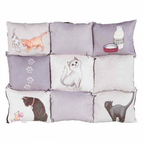 Hundeseng Trixie grå patchwork - blød tæppe-seng med puder
