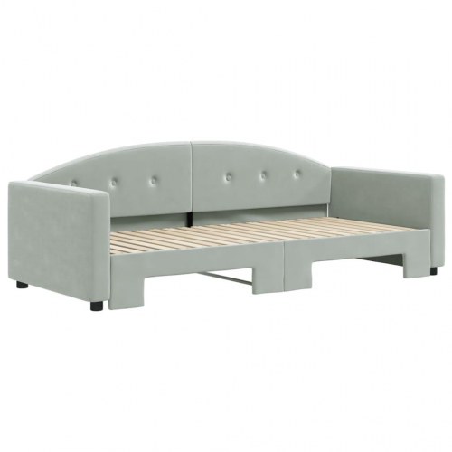 Daybed med udtræk 90 x 190 cm - lysegrå velour