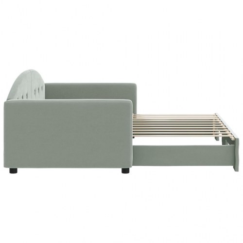 Daybed med udtræk 90 x 190 cm - lysegrå velour