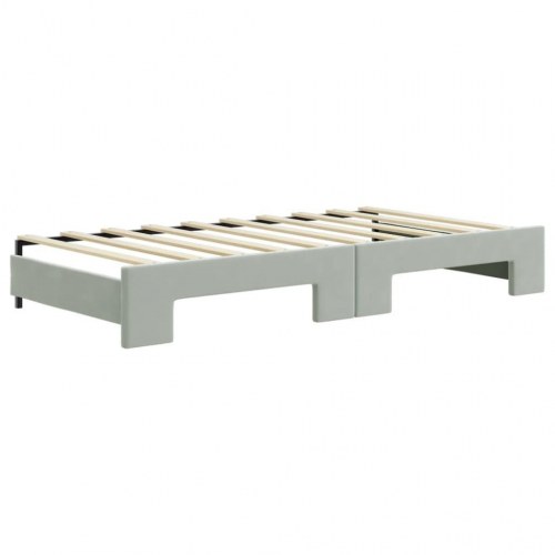 Daybed med udtræk 90 x 190 cm - lysegrå velour