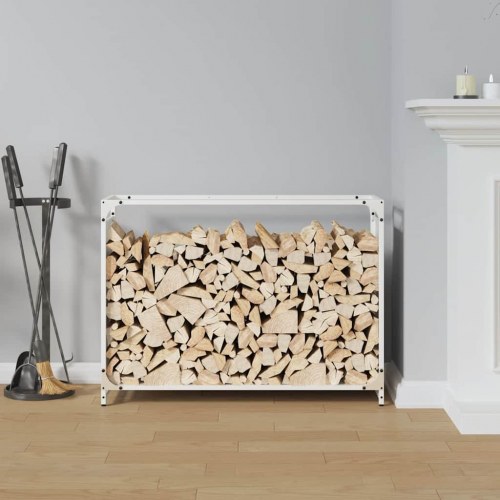 Brændestativ 90 × 28 × 65 cm i koldvalset stål - hvid