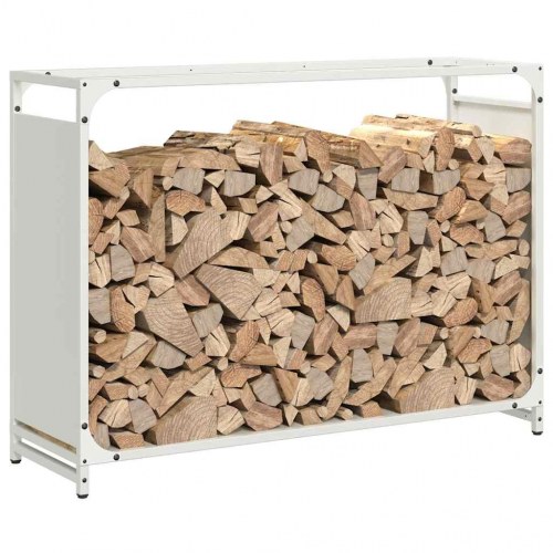 Brændestativ 90 × 28 × 65 cm i koldvalset stål - hvid