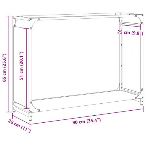 Brændestativ 90 × 28 × 65 cm i koldvalset stål - hvid