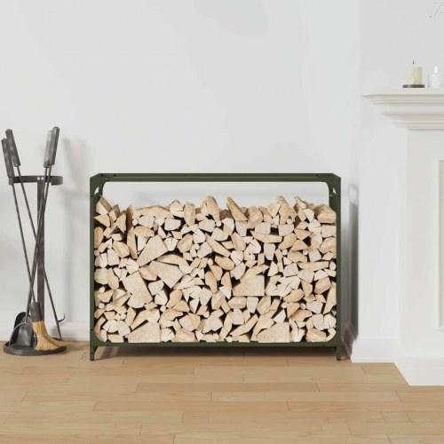 Brændestativ i koldvalset stål - 90 × 28 × 65 cm, olivengrøn