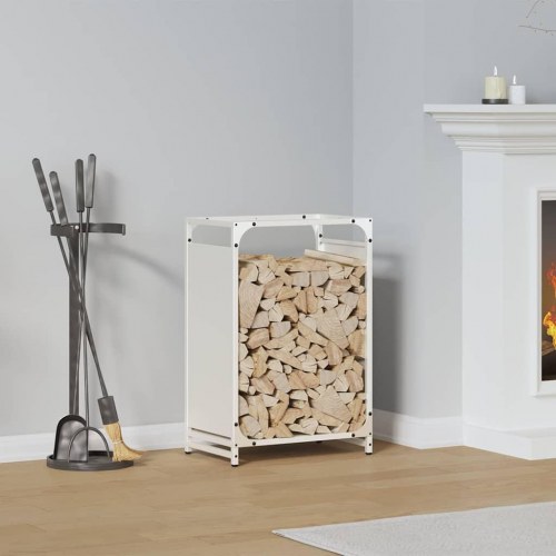 Brændestativ 44×28×65 cm i koldvalset stål - hvid