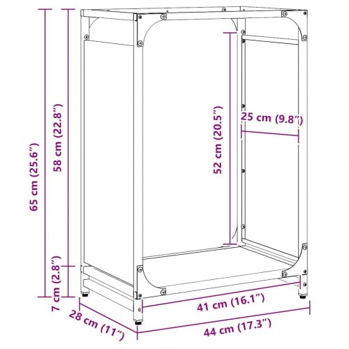 Brændestativ 44×28×65 cm i koldvalset stål - hvid