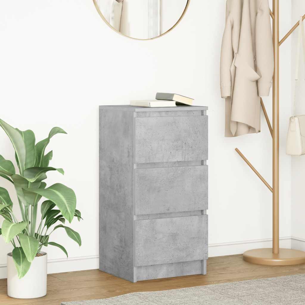 Skænk 37,5×35×76 cm i konstrueret træ - betongrå, 3 skuffer