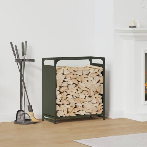 Brændestativ i koldvalset stål - 60 × 28 × 65 cm, olivengrøn