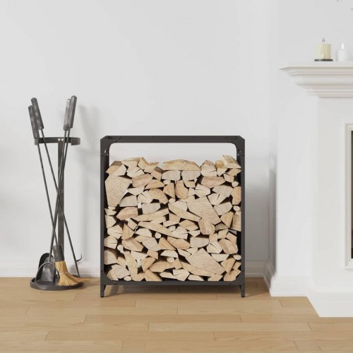 Brændestativ i koldvalset stål - 60 × 28 × 65 cm, sort