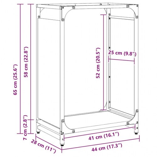 Brændestativ 44×28×65 cm i koldvalset stål - antracitgrå