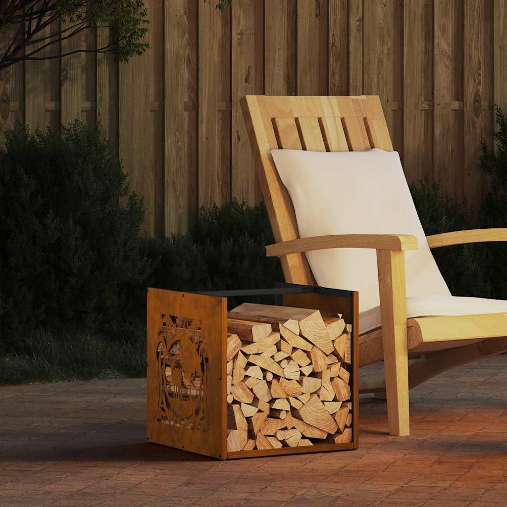 Brændestativ 40 × 40 × 40 cm i cortenstål - rustlook