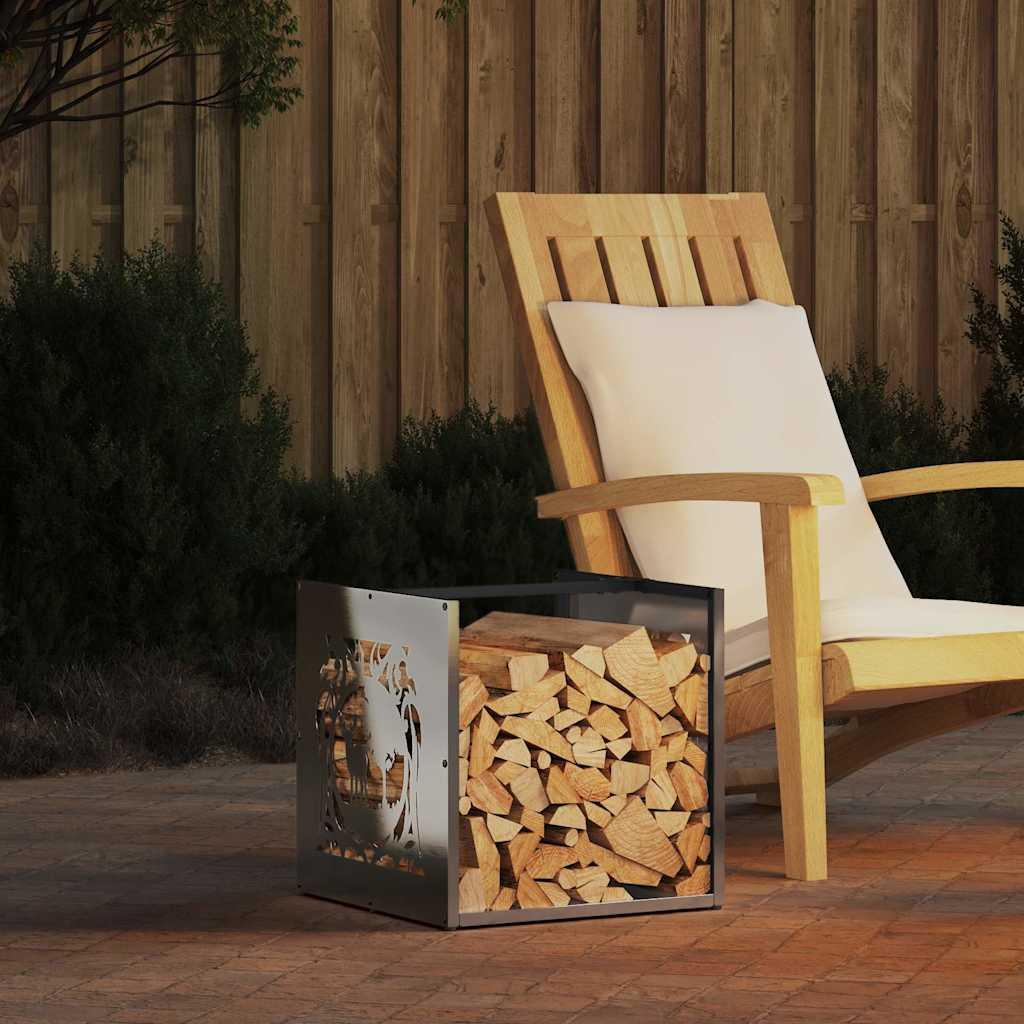 Brændestativ i rustfrit stål 40 × 40 × 40 cm - brændeholder til pejs