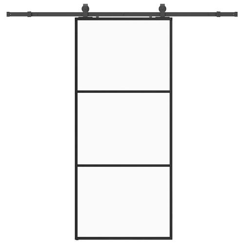 Skydedør med hardwaresæt 90x205 cm ESG glas sort