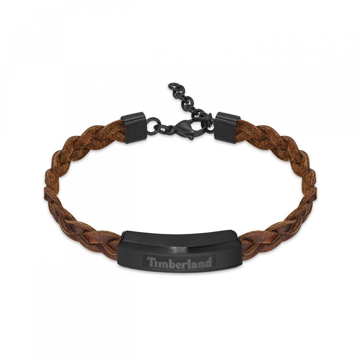 Timberland armbånd til mænd TDAGB0002101 - flettet læderlook med sort plade