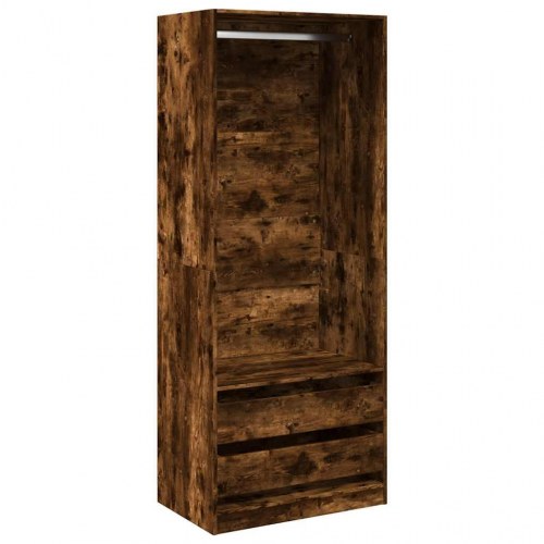 Klædeskab med 2 skuffer 80 x 50 x 200 cm - røget egetræsfarve