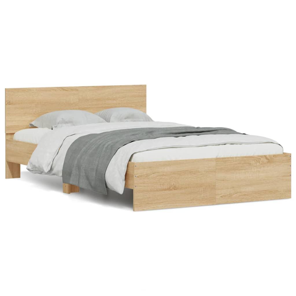 Sengeramme Med Sengegavl Og Led-Lys - Sonoma-eg / 140 x 190 cm