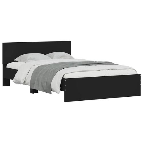 Sengeramme med sengegavl og LED-lys 120x190 cm sort