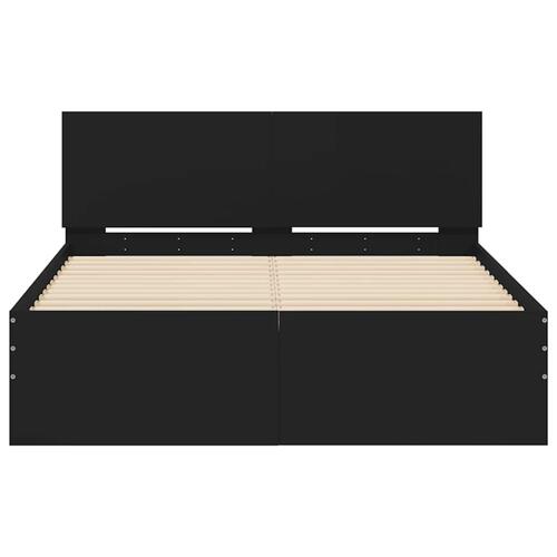 Sengeramme med sengegavl og LED-lys 120x190 cm sort