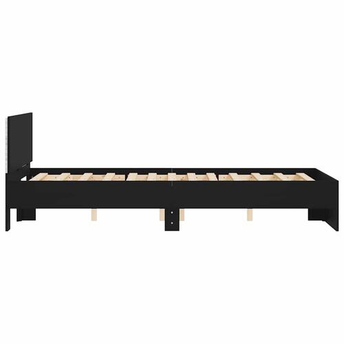 Sengeramme med sengegavl og LED-lys 120x190 cm sort