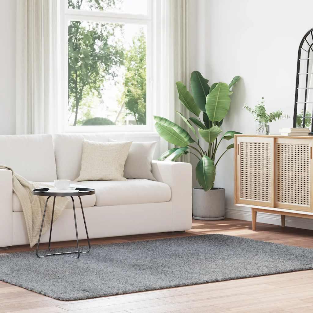 Shaggy Gulvtæppe Navarra Høje Luv Polyester Sølvgrå - Rektangulær / 160 x 230 cm