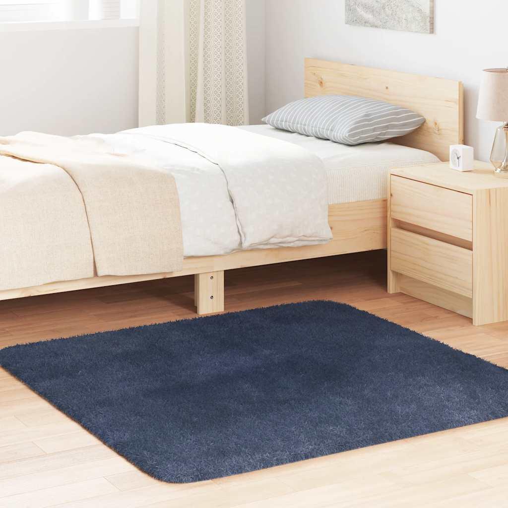 Shaggy gulvtæppe NAVARRA 120x120cm høje luv polyester marineblå