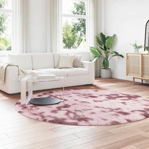 Rundt shaggy gulvtæppe NAVARRA 240 x 240 cm - støvet rosa