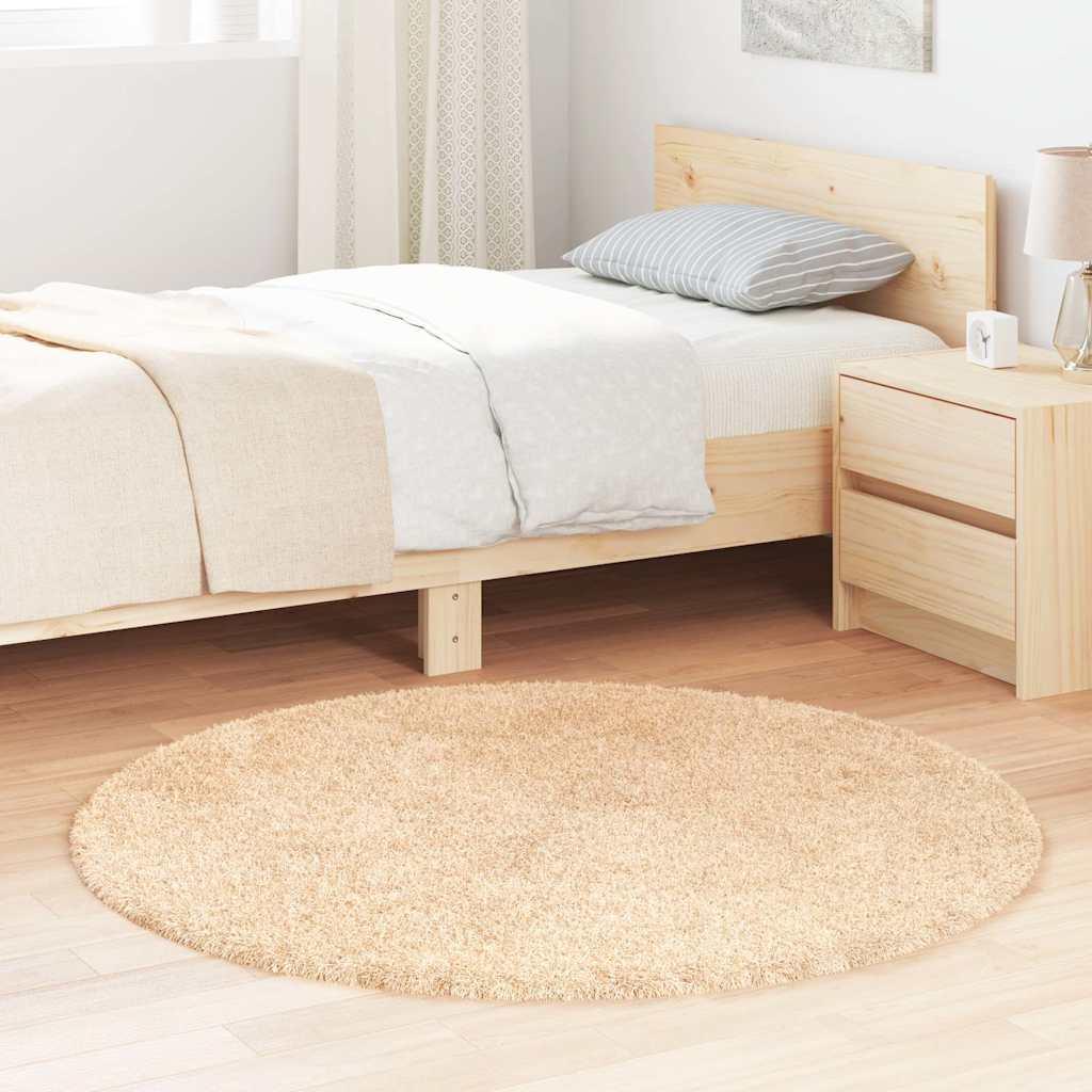 Shaggy Gulvtæppe Navarra Høje Luv Polyester Beige - Rund / 120 x 120 cm