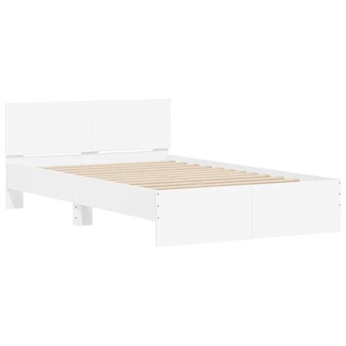Sengeramme med sengegavl og LED-lys 120x200 cm hvid