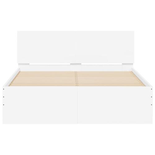 Sengeramme med sengegavl og LED-lys 120x200 cm hvid