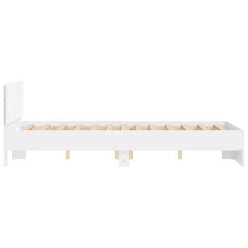 Sengeramme med sengegavl og LED-lys 120x200 cm hvid