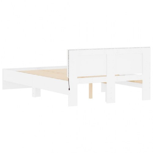 Sengeramme med sengegavl og LED-lys 140 x 190 cm