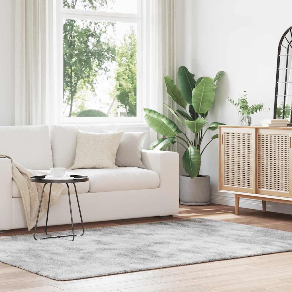 Shaggy Gulvtæppe Navarra Høje Luv Polyester Lysegrå - Rektangulær / 160 x 230 cm