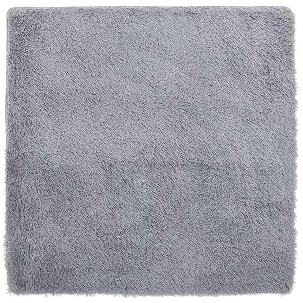 Shaggy gulvtæppe NAVARRA 120x120 cm høje luv polyester sølvgrå