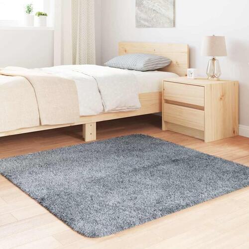 Shaggy gulvtæppe NAVARRA 120x120 cm høje luv polyester sølvgrå