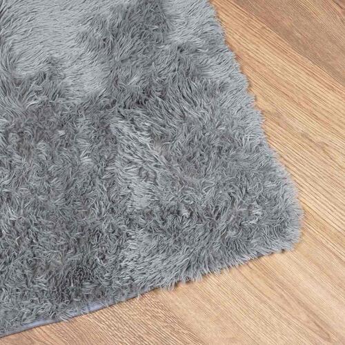 Shaggy gulvtæppe NAVARRA 120x120 cm høje luv polyester sølvgrå