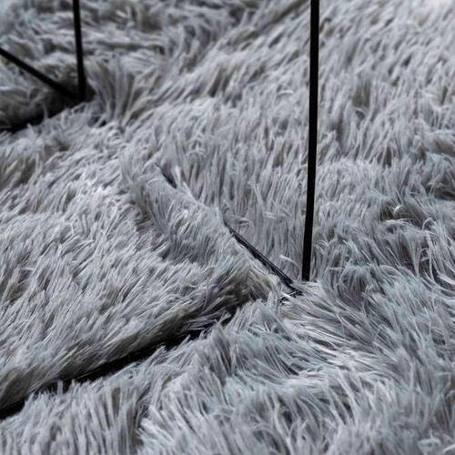 Shaggy gulvtæppe NAVARRA 120x120 cm høje luv polyester sølvgrå