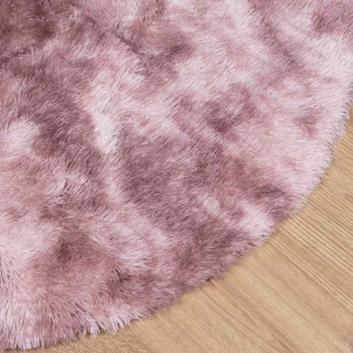 Shaggy gulvtæppe NAVARRA rund 120 x 120 cm - støvet rosa