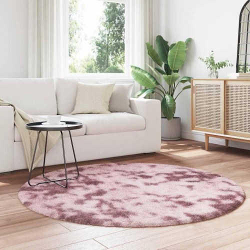 Rundt shaggy gulvtæppe NAVARRA 160 x 160 cm - støvet rosa