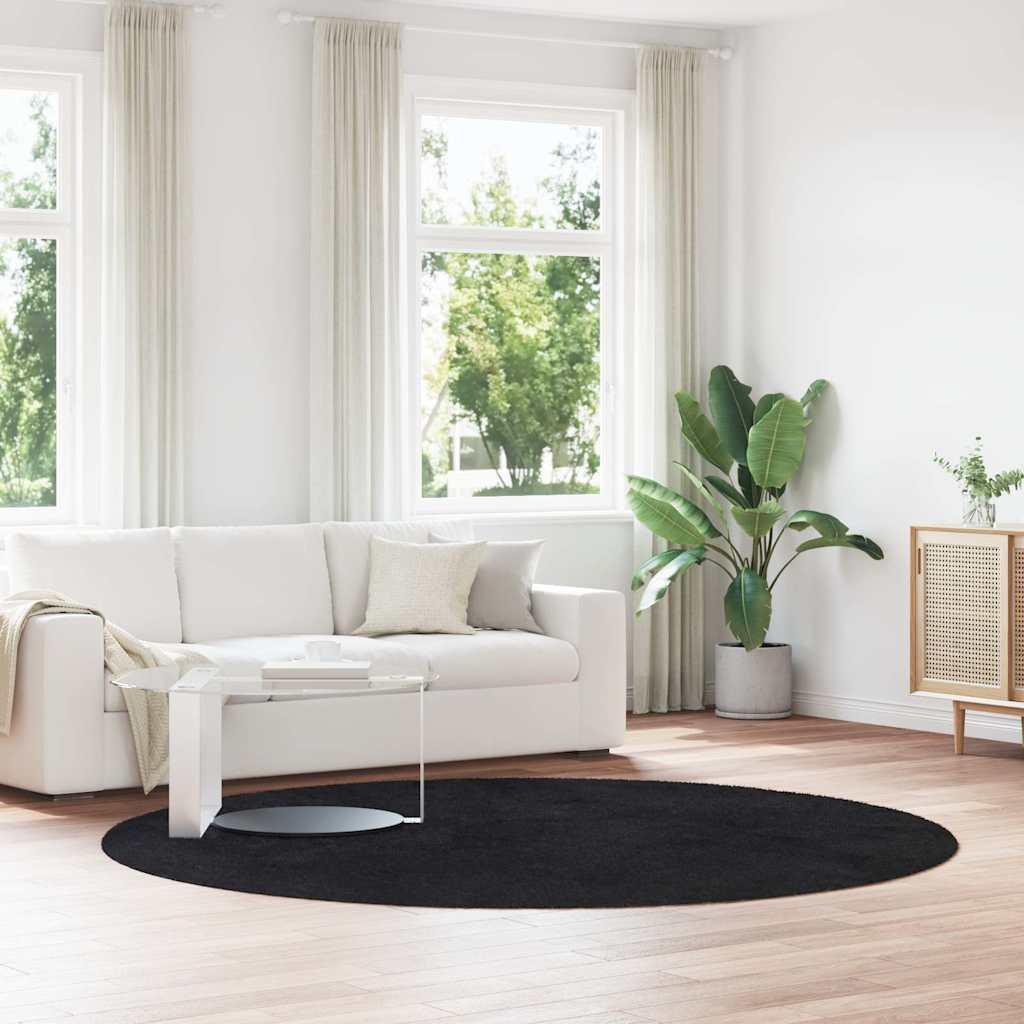 Shaggy gulvtæppe NAVARRA 240x240 cm høje luv polyester sort