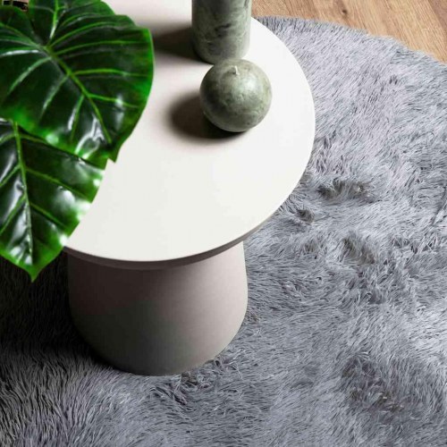 Shaggy gulvtæppe NAVARRA rundt 200 x 200 cm - sølvgrå