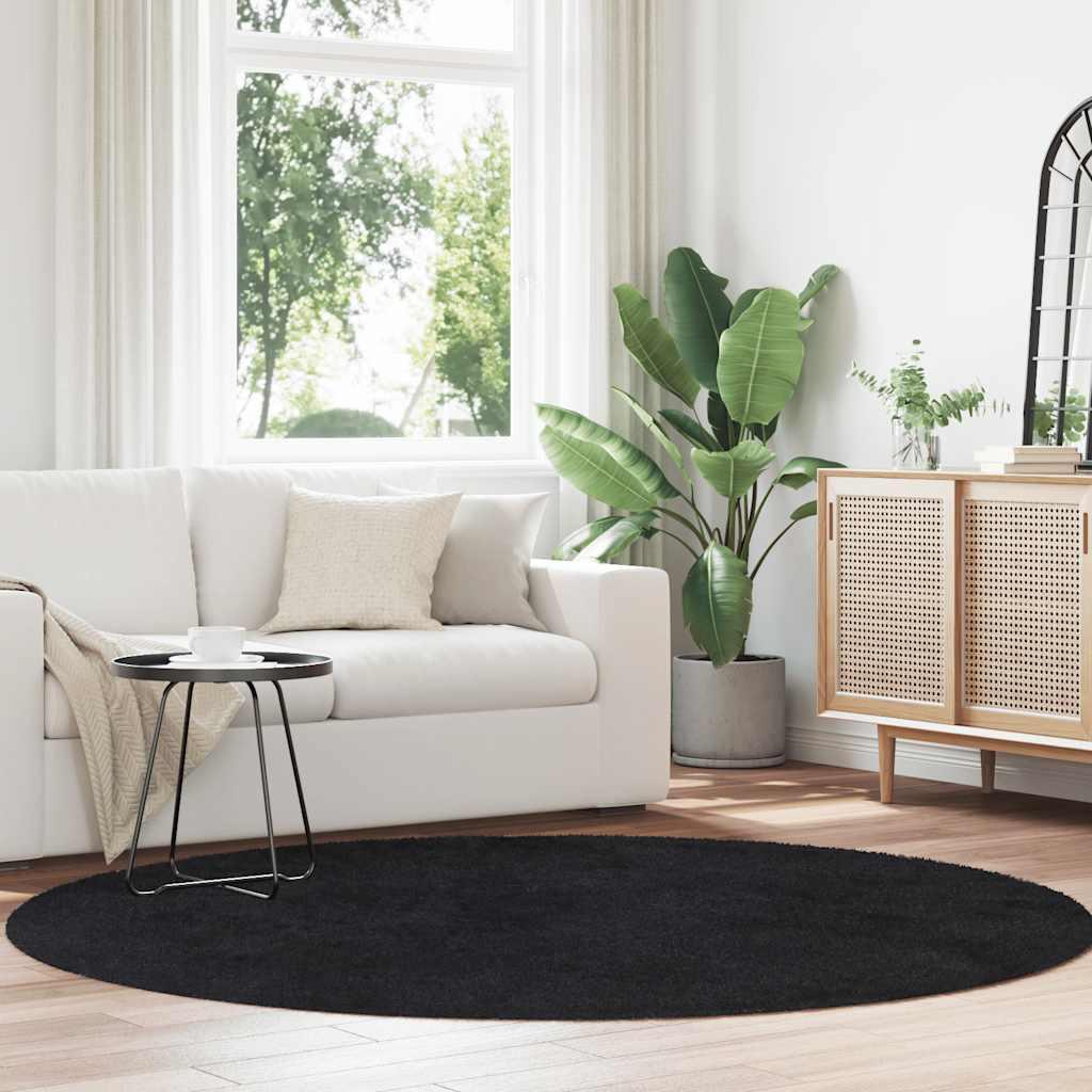 Shaggy gulvtæppe NAVARRA 200x200 cm høje luv polyester sort