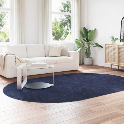 Shaggy gulvtæppe NAVARRA oval 300 x 200 cm - marineblå