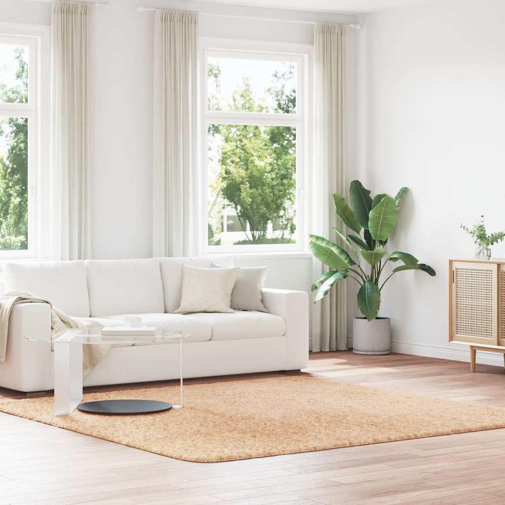 Shaggy gulvtæppe NAVARRA 240x240 cm høje luv polyester beige
