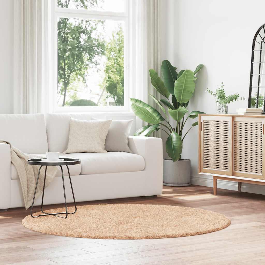 Shaggy gulvtæppe NAVARRA 160x160 cm høje luv polyester beige