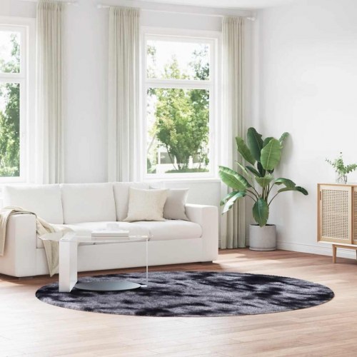 Rundt shaggy gulvtæppe NAVARRA 240 x 240 cm - mørkegrå