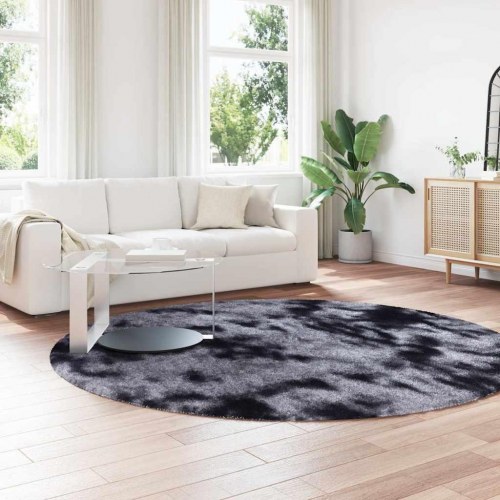 Rundt shaggy gulvtæppe NAVARRA 240 x 240 cm - mørkegrå