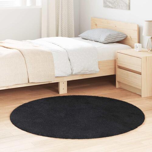 Shaggy gulvtæppe NAVARRA 120x120 cm høje luv polyester sort